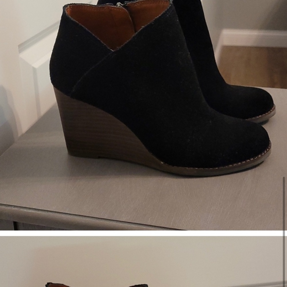 Lucky brand black suede booties
